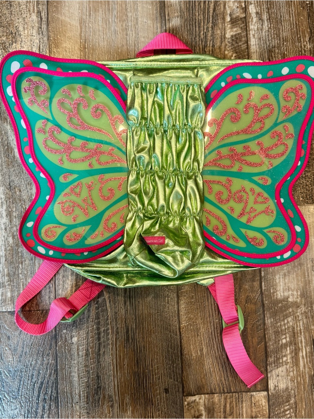 American Girl Wellie Wisher Green Butterfly Backpack Flutter Wings Doll Carrier
